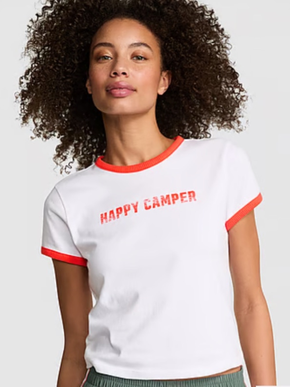 PINK ‘Happy Camper’ Cotton Short Sleeve Tee Women Size Medium